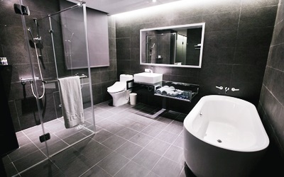 綠的旅店照片： 浴室